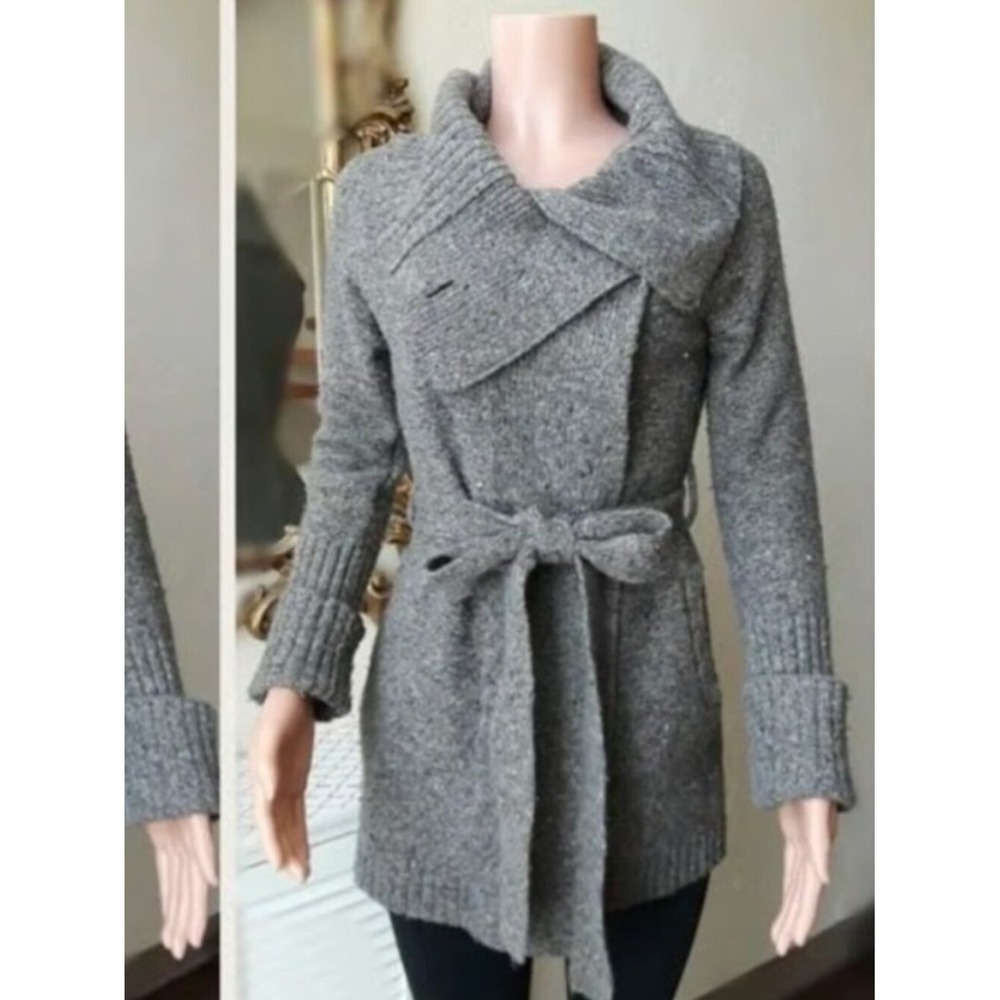 Gray Merino Wool Wrapped Sweater size small